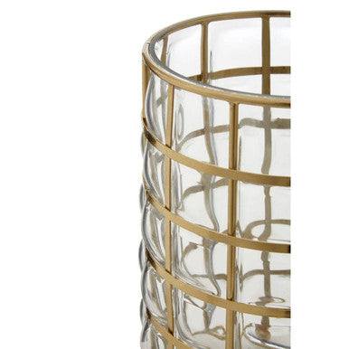 Orsina Martina Medium Hurricane Lamp – Gold Blown Glass Candleholder