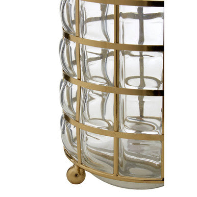 Orsina Martina Medium Hurricane Lamp – Gold Blown Glass Candleholder