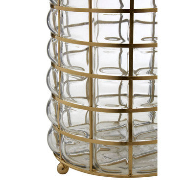 Orsina Martina Large Glass Hurricane Lamp – Gold Finished Candle Holder