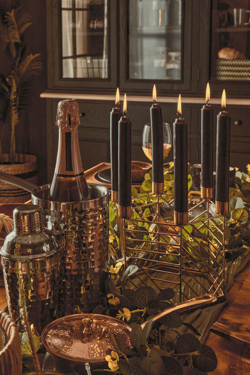 Orsina Martina Hexagonal Gold Metal Candle Holder – 6 Cup Centerpiece