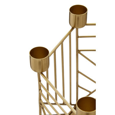 Orsina Martina Hexagonal Gold Metal Candle Holder – 6 Cup Centerpiece