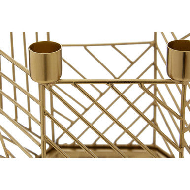 Orsina Martina Hexagonal Gold Metal Candle Holder – 6 Cup Centerpiece