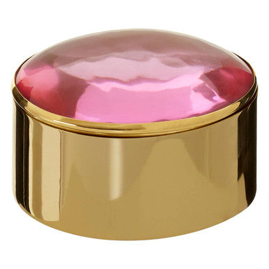 Orsina Nixie Gold Metal Trinket Boxes with Pink Stone Lids | Set of 3
