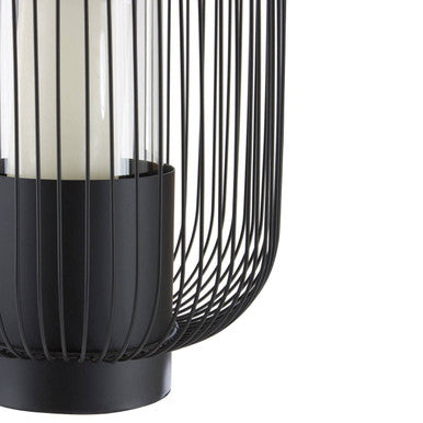 Orsina Trento Large Black Wireframe Lantern – Modern Glass Candle Holder