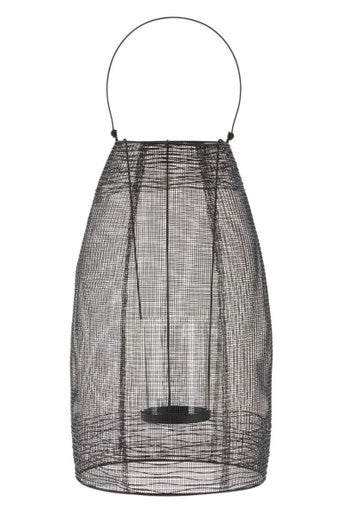Orsina Trento Large Metal Wireframe Lantern – Black Candle Holder