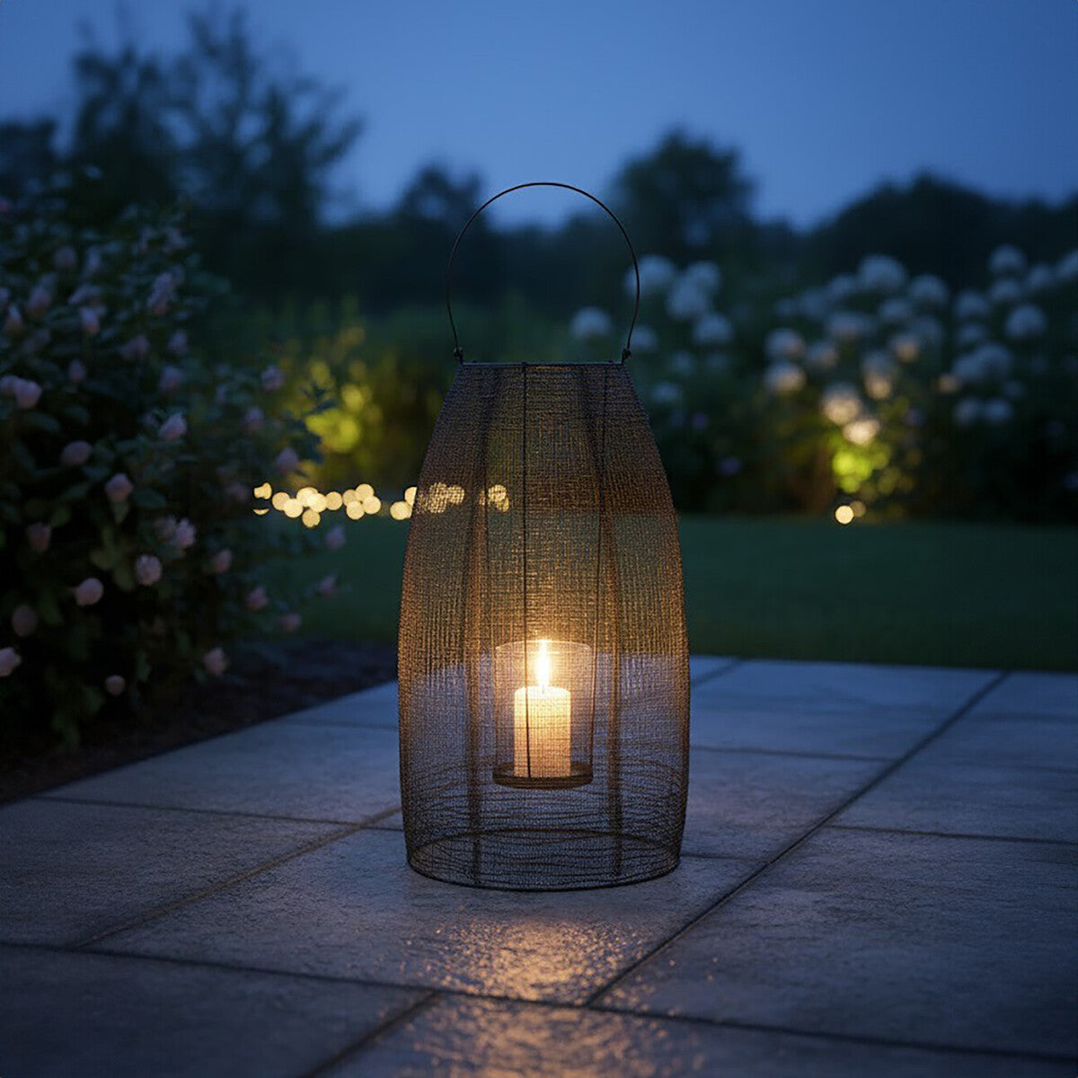 Orsina Trento Large Metal Wireframe Lantern – Black Candle Holder