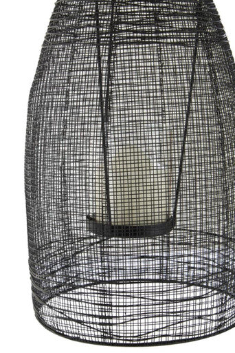 Orsina Trento Small Black Metal Lantern – Modern Glass Pillar Candle Holder