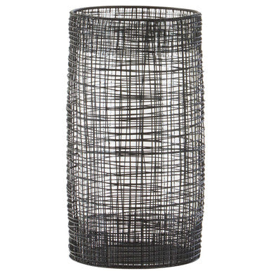 Orsina Trento Tall Cylindrical Lantern – Black Wire & Glass Candle Holder