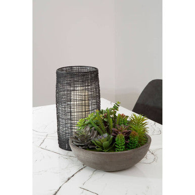 Orsina Trento Tall Cylindrical Lantern – Black Wire & Glass Candle Holder