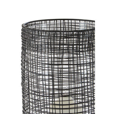 Orsina Trento Tall Cylindrical Lantern – Black Wire & Glass Candle Holder