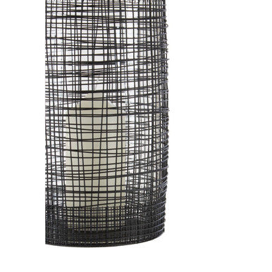 Orsina Trento Tall Cylindrical Lantern – Black Wire & Glass Candle Holder