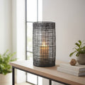 Orsina Trento Tall Cylindrical Lantern – Black Wire & Glass Candle Holder