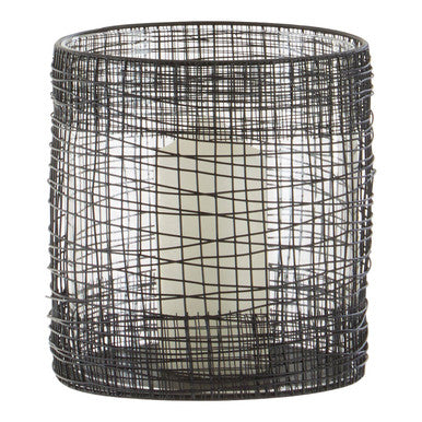 Orsina Trento Cylindrical Lantern – Black Metal & Glass Candle Holder