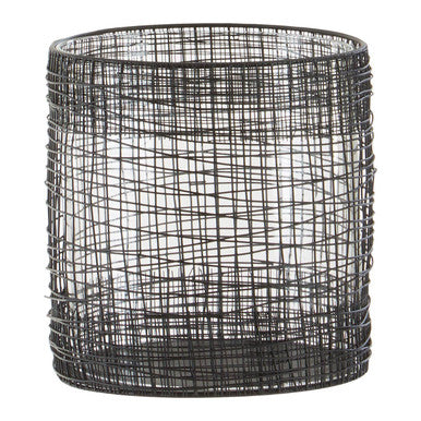 Orsina Trento Cylindrical Lantern – Black Metal & Glass Candle Holder