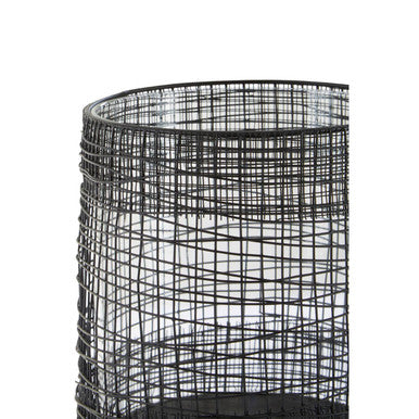 Orsina Trento Cylindrical Lantern – Black Metal & Glass Candle Holder
