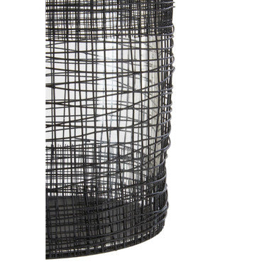 Orsina Trento Cylindrical Lantern – Black Metal & Glass Candle Holder