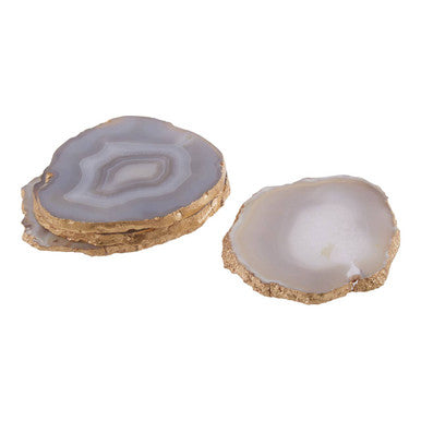 Orsina Agata Grey and Gold Agate Coasters – Set of 4 Stone Coasters