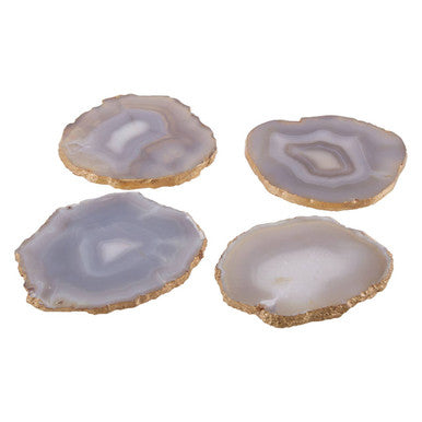 Orsina Agata Grey and Gold Agate Coasters – Set of 4 Stone Coasters