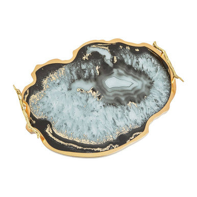 Orsina Celina Agate Serving Tray | Black and Gold Decorative Platter