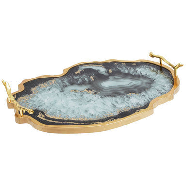 Orsina Celina Agate Serving Tray | Black and Gold Decorative Platter