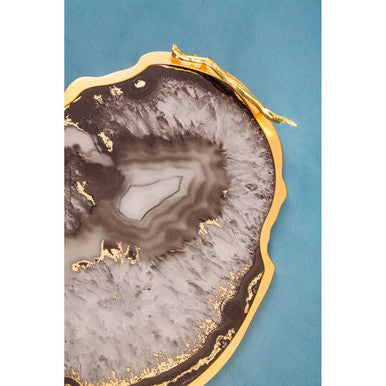 Orsina Celina Agate Serving Tray | Black and Gold Decorative Platter