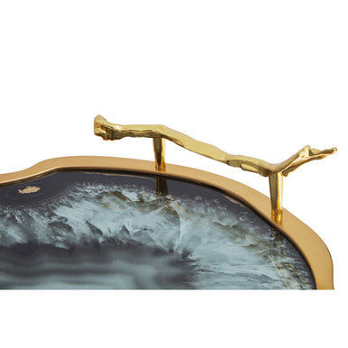 Orsina Celina Agate Serving Tray | Black and Gold Decorative Platter