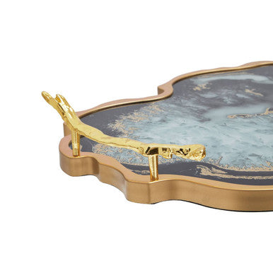 Orsina Celina Agate Serving Tray | Black and Gold Decorative Platter