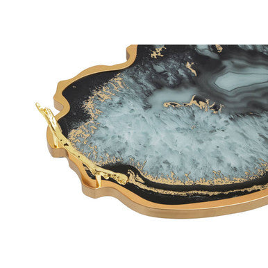 Orsina Celina Agate Serving Tray | Black and Gold Decorative Platter