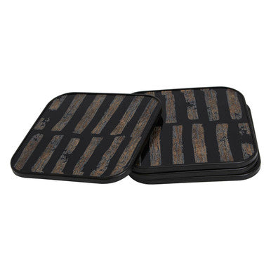 Orsina Celina Square Black and Gold Coasters – Set of 4 Glass Composite