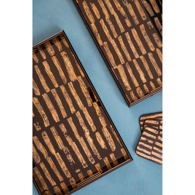 Orsina Celina Square Black and Gold Coasters – Set of 4 Glass Composite