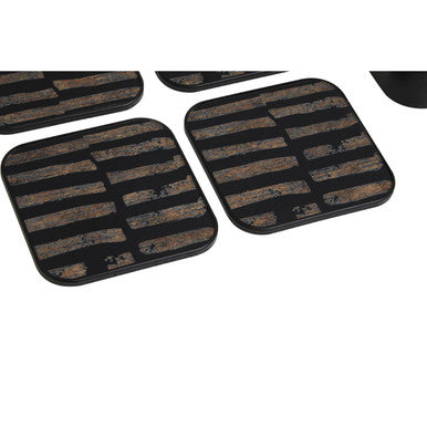 Orsina Celina Square Black and Gold Coasters – Set of 4 Glass Composite