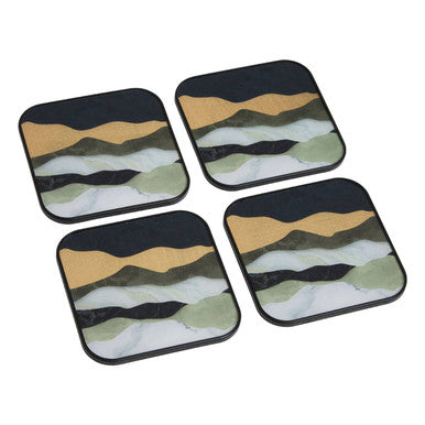 Orsina Celina Square Coasters – Set of 4 Agate-Inspired Abstract Decor