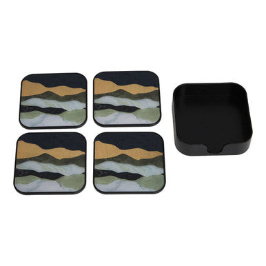 Orsina Celina Square Coasters – Set of 4 Agate-Inspired Abstract Decor