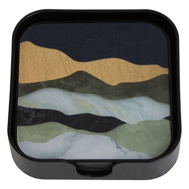 Orsina Celina Square Coasters – Set of 4 Agate-Inspired Abstract Decor