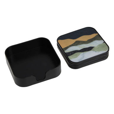Orsina Celina Square Coasters – Set of 4 Agate-Inspired Abstract Decor