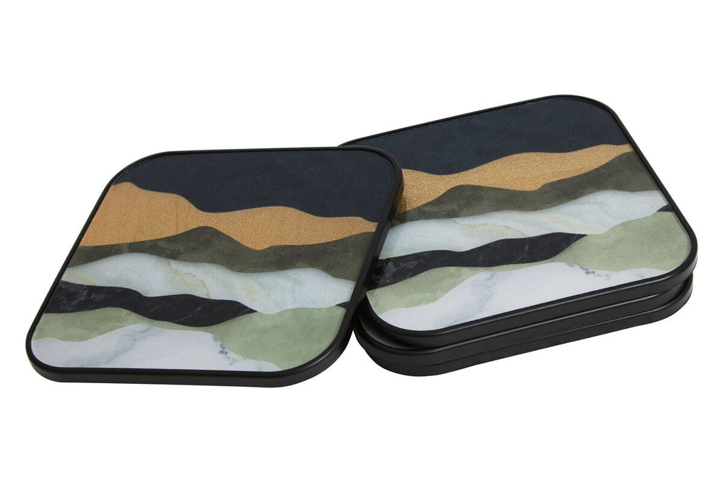 Orsina Celina Square Coasters – Set of 4 Agate-Inspired Abstract Decor
