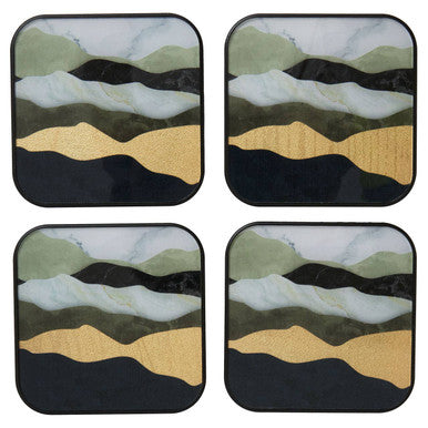 Orsina Celina Square Coasters – Set of 4 Agate-Inspired Abstract Decor