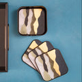 Orsina Celina Square Coasters – Set of 4 Agate-Inspired Abstract Decor