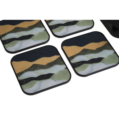 Orsina Celina Square Coasters – Set of 4 Agate-Inspired Abstract Decor