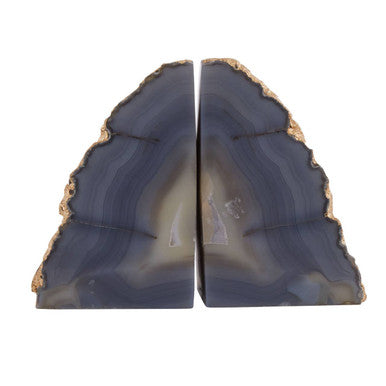 Orsina Agata Grey and Gold Agate Bookends – Polished Stone Set