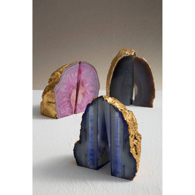 Orsina Agata Grey and Gold Agate Bookends – Polished Stone Set