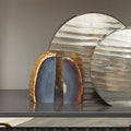 Orsina Agata Grey and Gold Agate Bookends – Polished Stone Set
