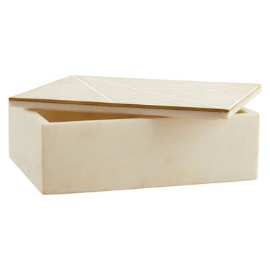 Orsina Sena Large White Marble Trinket Box with Gold Detailing
