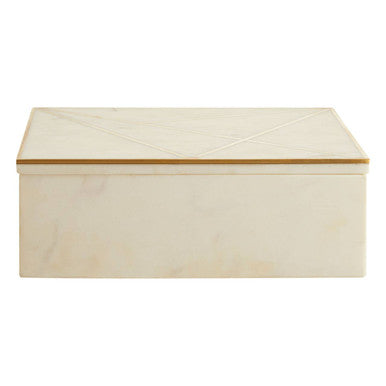 Orsina Sena Large White Marble Trinket Box with Gold Detailing