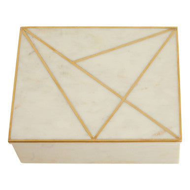 Orsina Sena Large White Marble Trinket Box with Gold Detailing