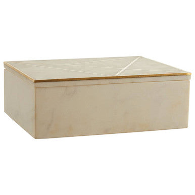 Orsina Sena Large White Marble Trinket Box with Gold Detailing