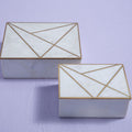 Orsina Sena Large White Marble Trinket Box with Gold Detailing