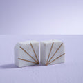 Orsina Sena White Marble and Gold Bookends with Brass Inlay