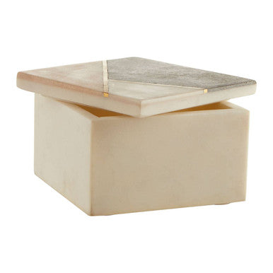 Orsina Kira Small Square White Marble Trinket Box with Stone Inlay