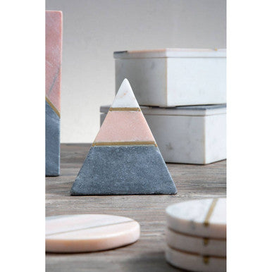 Orsina Kira Small Square White Marble Trinket Box with Stone Inlay